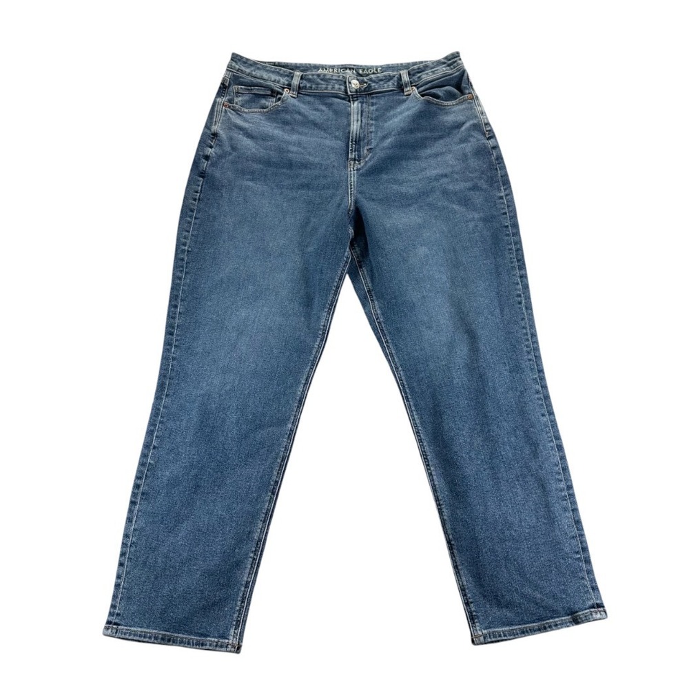 AMERICAN EAGLE OUTFITTERS Straight Leg MOM JEANS High Rise Stretch sz 18 REG